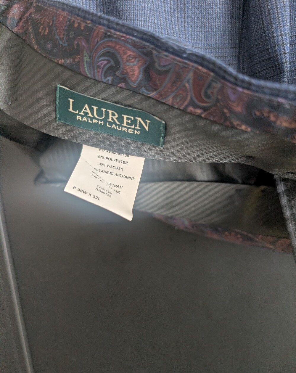 Lauren Ralph Lauren Navy Men's Trouser with Paisley Trim